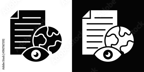 Disclosure Report Icon In Black And White Filled Style.