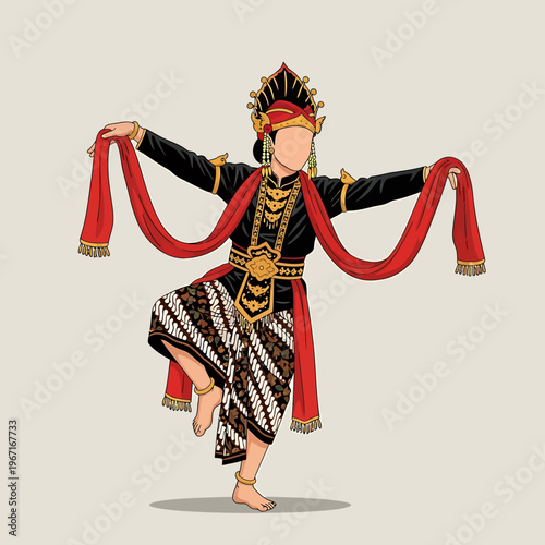 Traditional Indonesian dancer in elaborate costume performing a graceful pose, showcasing rich cultural heritage and intricate attire.