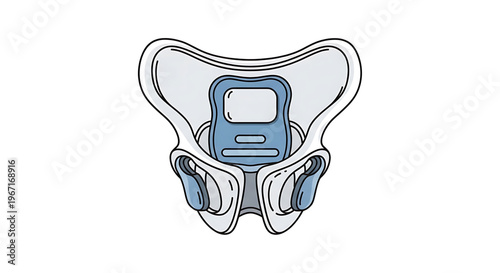 A vector graphic illustration of a blue and white incontinence medical device for adult care and hygiene