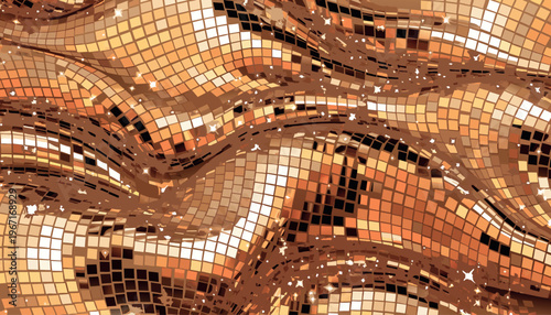 Luxury Gold Mosaic Tiles Abstract Background with Sparkling Glimmer