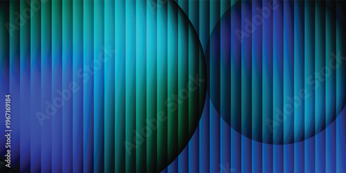 Abstract geometric background with overlapping large circles, vertical stripe pattern overlay, soft lighting and subtle shadows