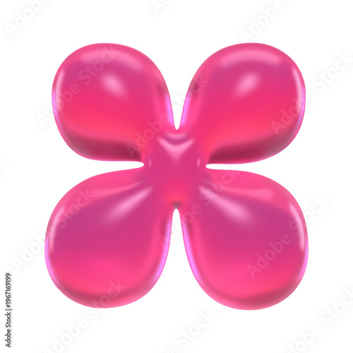 Glossy pink gummy bubble letter X
