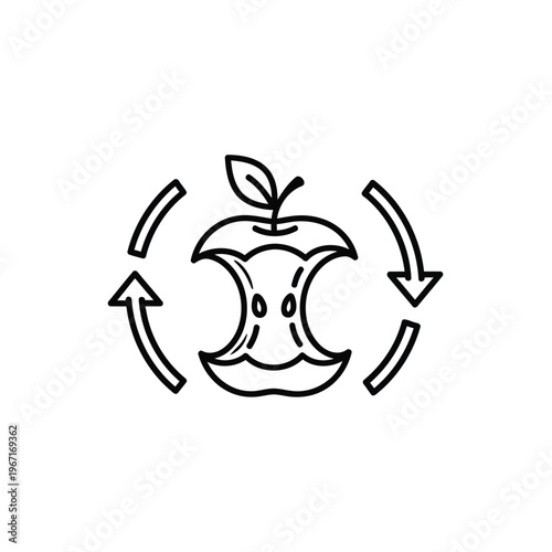 Organic Waste Composting and Food Recycling Concept Line Art