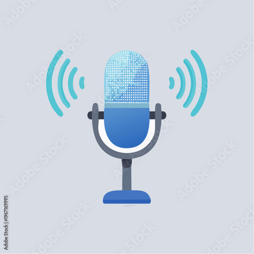 Mikrofon-Icon für Audio, Lautstärke, Karaoke und Podcast – Vektorillustration