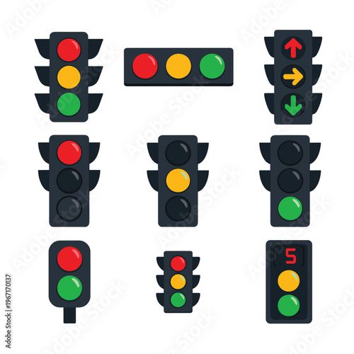Traffic Light Icons Traffic Lights Vector Illustration