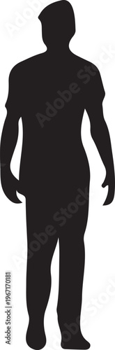 Silhouette of muscular man standing, athletic body, athletic build.
