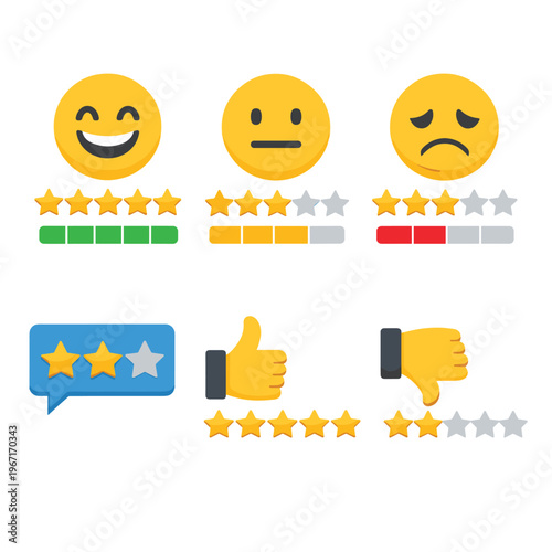 Rating Icons Rating Symbols With Emoji With Star