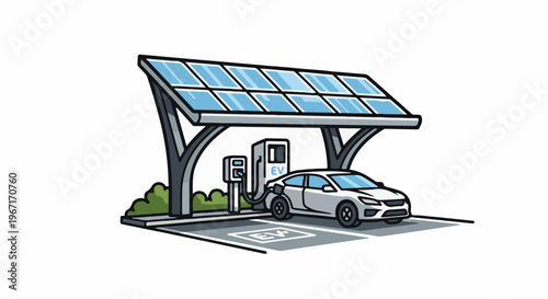 Electric vehicle charging station powered by solar panels