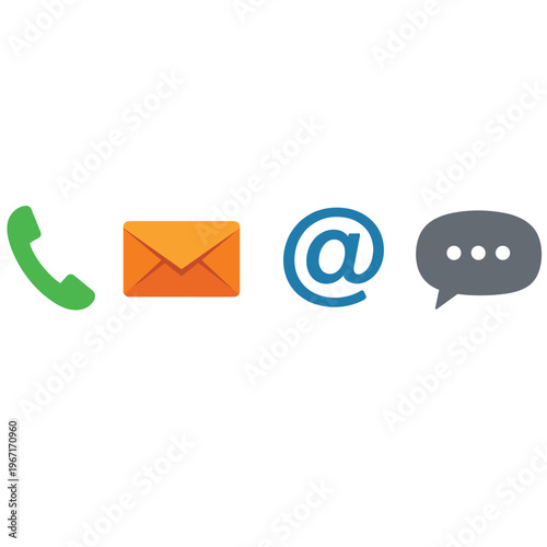 Four Communication Icons With Phone With Envelope