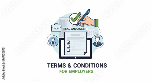 Digital agreement acceptance with checklist and signature for employers