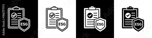 ESG Strategy Icon In Black And White Filled Style.