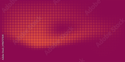 Orange and scarlet modern pop art background with halftone dots design, vector illustration