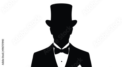 Foto A distinguished gentleman in a top hat and bow tie black silhouette