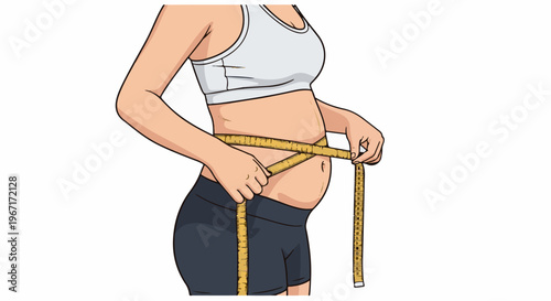 Person measuring their waist with a tape measure for fitness