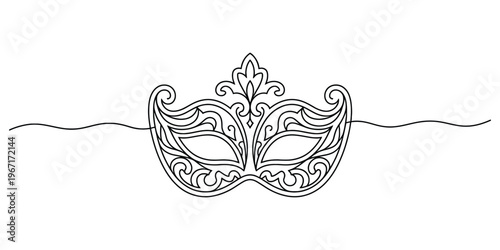 Continuous Line Art Venetian Carnival Mask