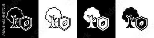 Habitat Protection Icon In Black And White Filled Style.