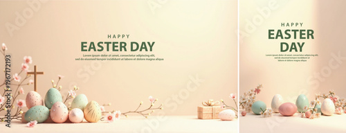 Elegant easter day background, Decorative happy easter day background for website, social media template