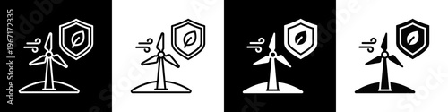 Wind Farms Icon In Black And White Filled Style.