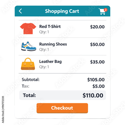 Shopping Cart With T Shirt With Running Shoes