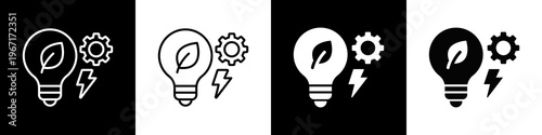 Energy Efficiency Icon In Black And White Filled Style.