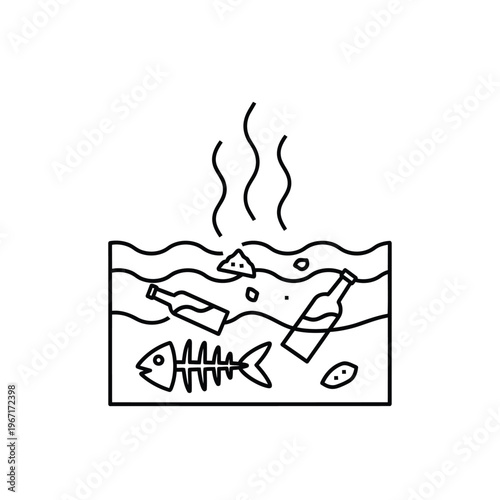 Water Pollution and Environmental Contamination Line Art Icon