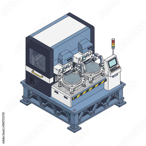 Advanced Semiconductor Wafer Processing Machine in a Cleanroom Environment.