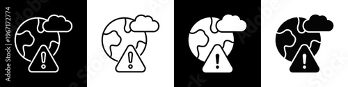 Climate Risk Icon In Black And White Filled Style.