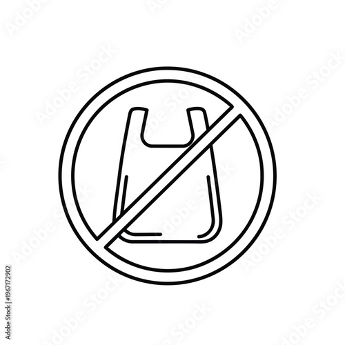 No plastic bags icon, ban on single use plastic and pollution control