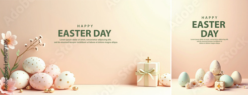 Elegant easter day background, Decorative happy easter day background for website, social media template