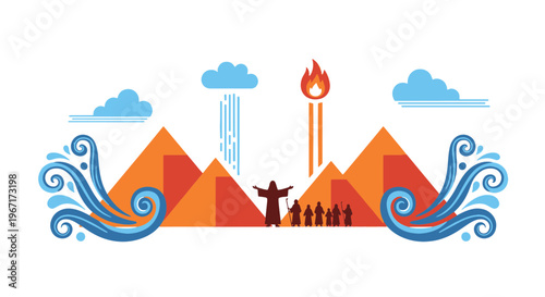Moses Leading People Across Red Sea on Passover Day