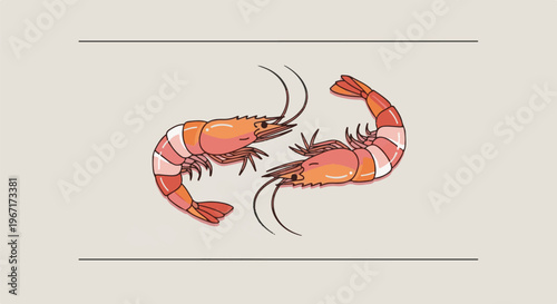 Pixel art illustration of two pink shrimp facing each other on a light background