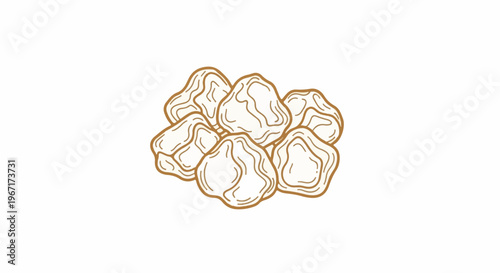 Pile of dried fruits with organic, irregular shapes and curved lines