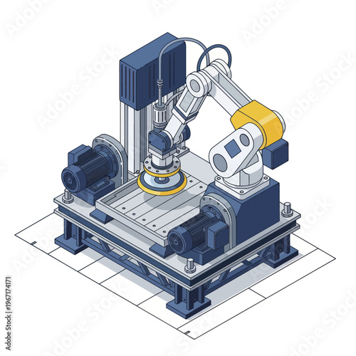 Automated Robotic Arm Performing Precision Manufacturing Task.