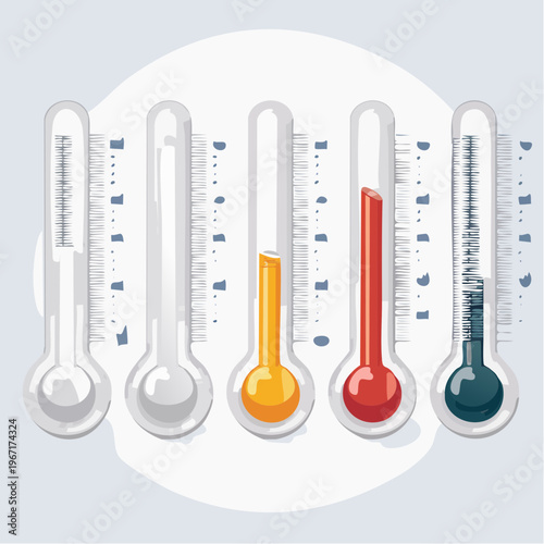Thermometer-Icon-Set – Temperaturanzeige und Level-Indikator Symbole