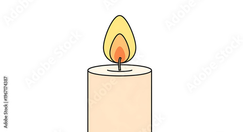 A simple vector graphic of a lit candle with a yellow flame