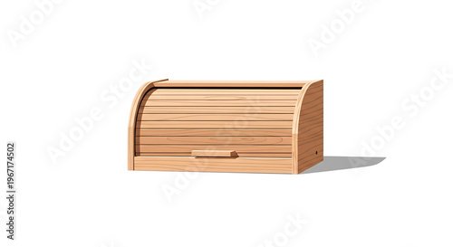 A wooden bread box with a modern design and a closed lid