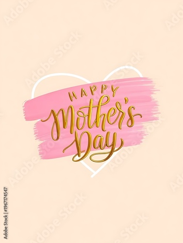 Happy Mothers Day greeting card with pink heart design element