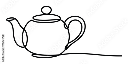 Minimalist One-Line Drawing of a Teapot