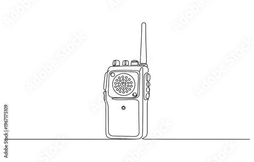 Continuous one simple single abstract line drawing of mobile walkie talkie icon.