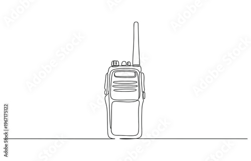 Continuous one simple single abstract line drawing of mobile walkie talkie icon.