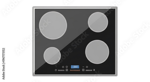 A modern electric cooktop with four burners and a sleek digital display for home kitchen use