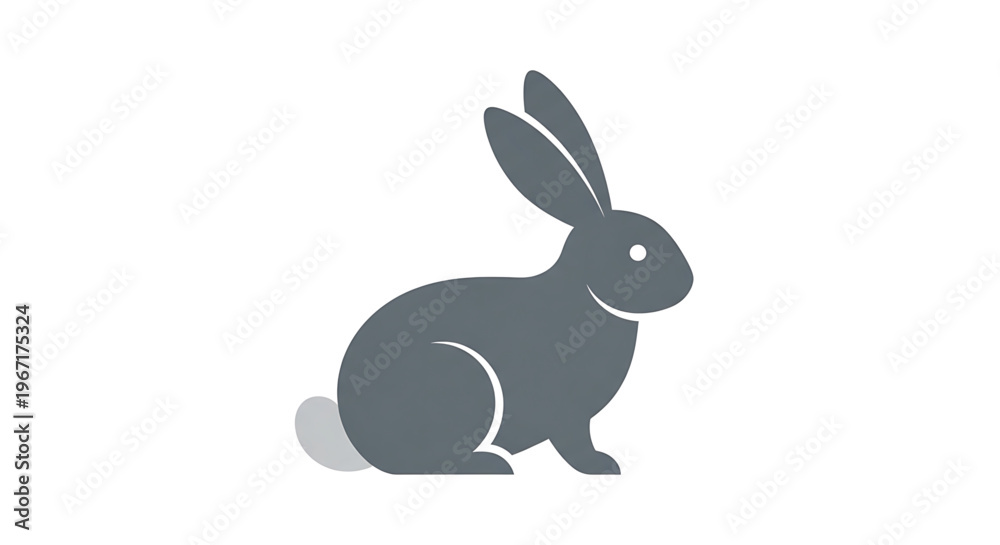 Obraz premium A minimalist vector graphic of a rabbit in a sitting position, perfect for use as an icon or illustration in various design projects.