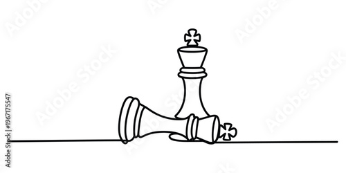 Minimalist One-Line Drawing of Chess Kings