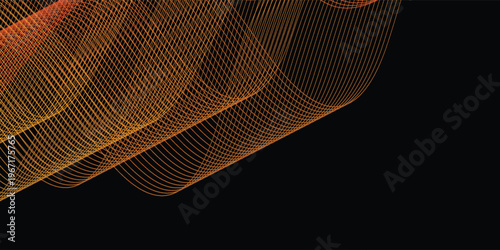 Abstract background with lines and waves. Web banner size. Element for design. Vector background for brochure  booklet  flyer  poster. Black and golden gradient. Gold  metal texture