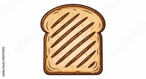 A cartoon slice of toasted bread with grill marks on a white background