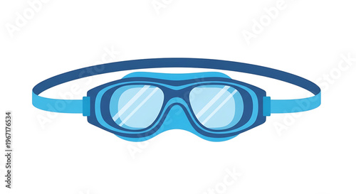 A pair of blue swimming goggles on a white background