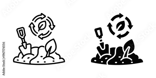 Land Restoration icon set with style outline and solid. vector simple elements for design and presentation.