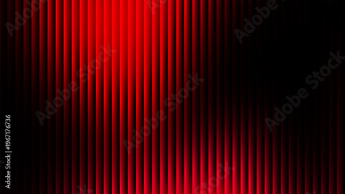 Abstract dark red ribbed glass background with vertical light stripes