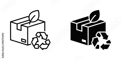 Sustainable Packaging icon set with style outline and solid. vector simple elements for design and presentation.