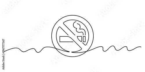 Quadro su tela Continuous Line Art No Smoking Sign